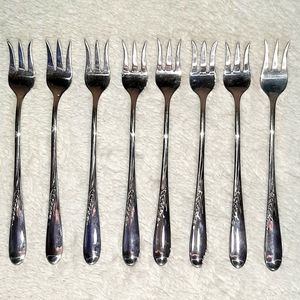 Reed & Barton Sterling Silver Wheat Cocktail Seafood Forks, Set of 8
